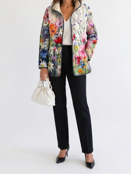 Kaia | Charming Vintage Floral Print Quilted Jacket