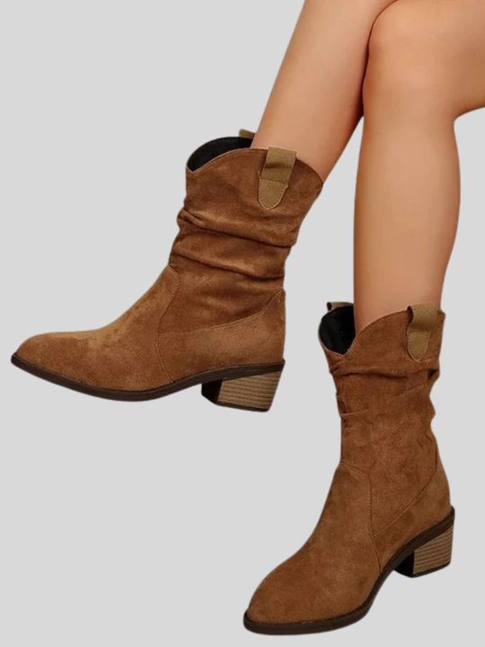 Brittany™ | Mid-Calf Pull Tab Detail Boots for Women