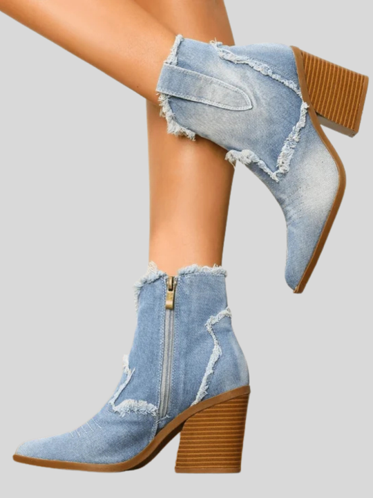 Amelia™ | Ankle Block Heel With Side Zip