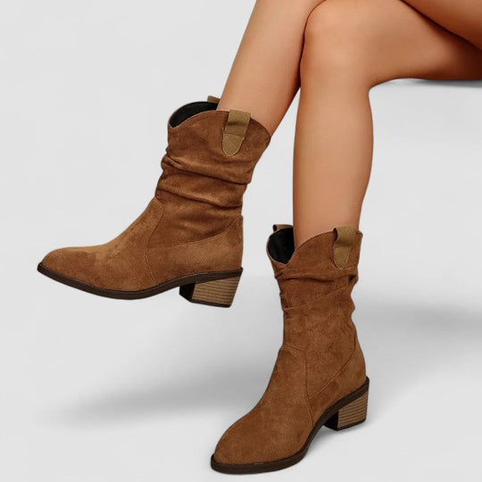 Brittany™ | Mid-Calf Pull Tab Detail Boots for Women