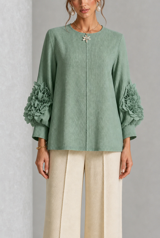 Karina | Textured Statement Sleeve Blouse