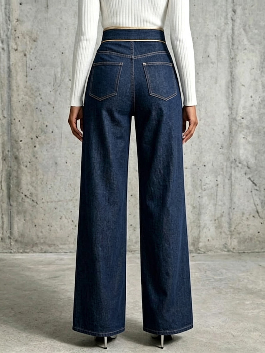 Janessa™ | Exquisite And Elegant Jeans With Gold Piping