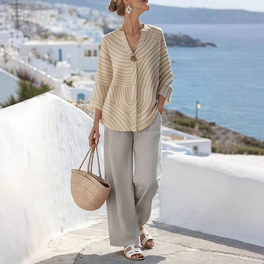 Linda | Women's striped two-piece summer set