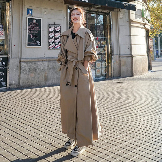 Lena | Oversized Double-Breasted Long Trench Coat