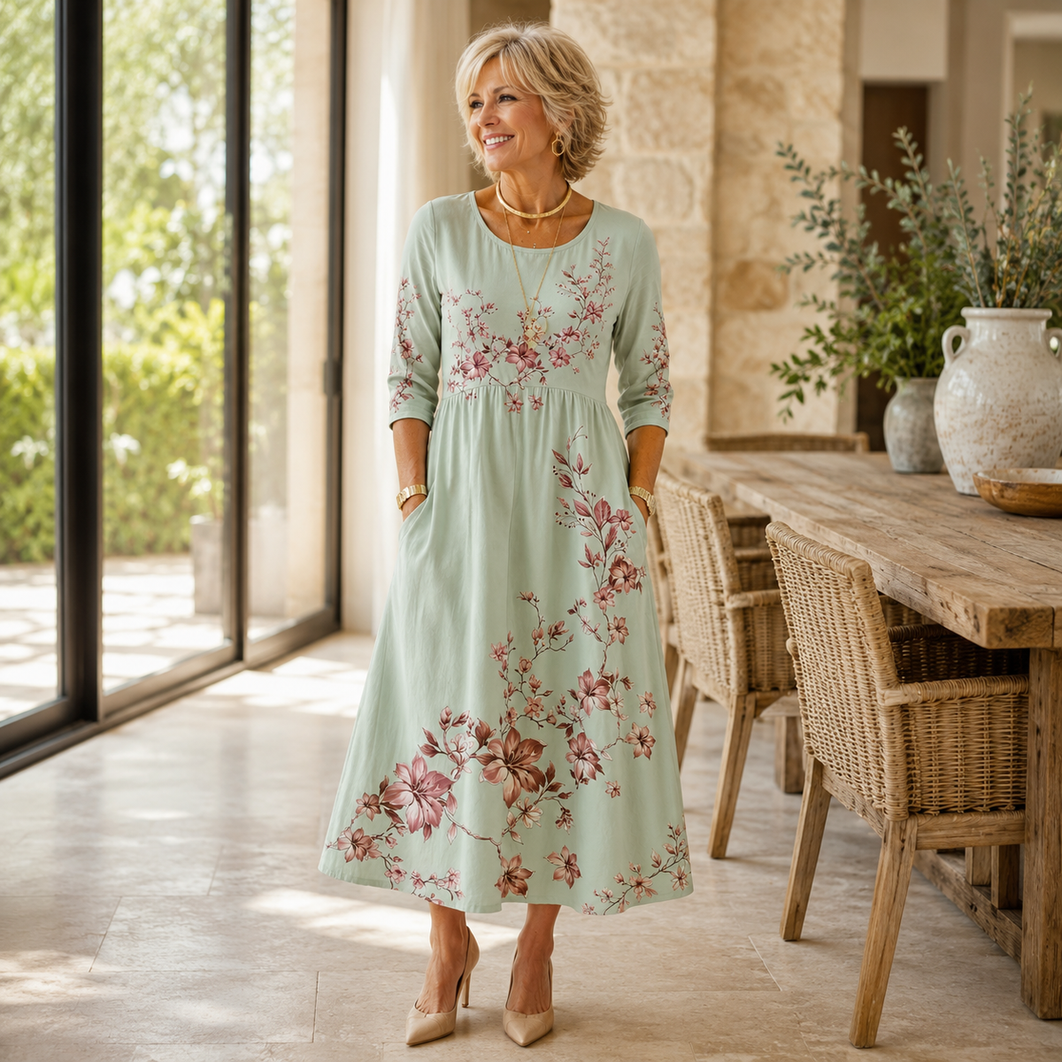 Sage | Blossom Pocket Dress