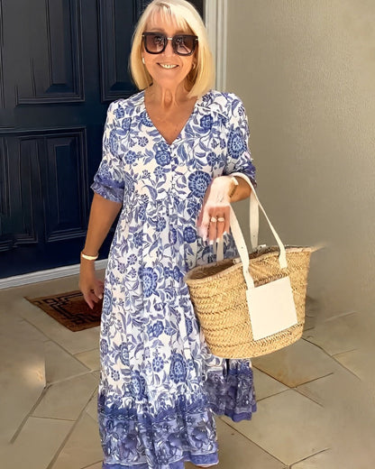 Keisha | Graceful V-Neck Floral Maxi Dress