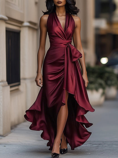 Cassandra | Satin Ruffle Gown