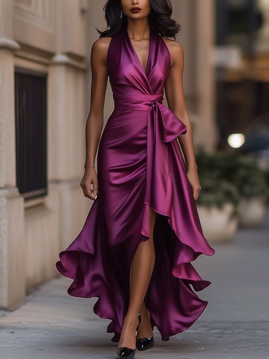 Cassandra | Satin Ruffle Gown