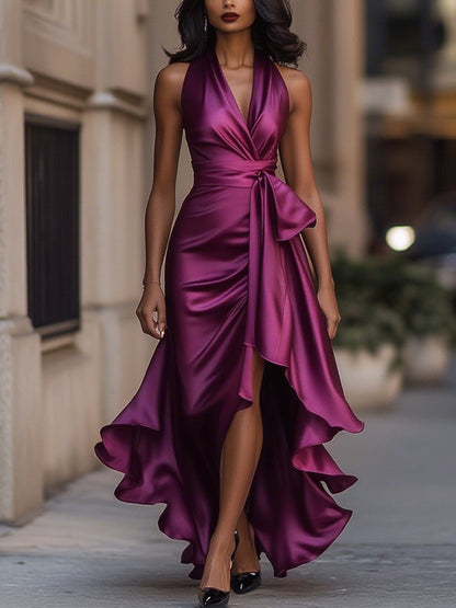 Cassandra | Satin Ruffle Gown