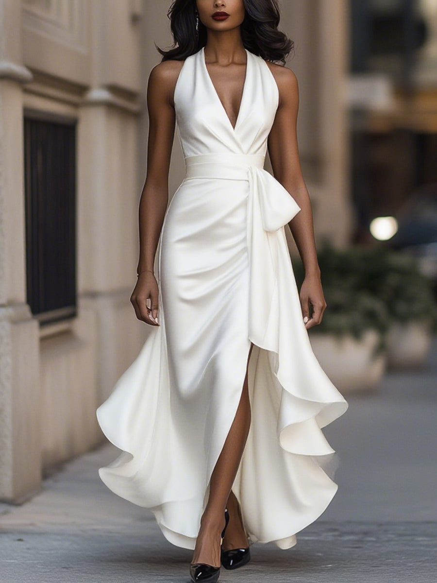 Cassandra | Satin Ruffle Gown