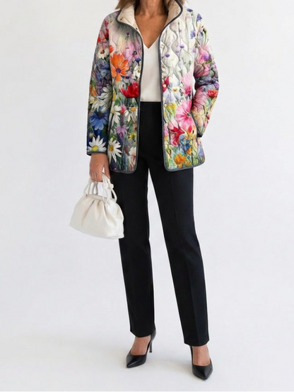 Kaia | Charming Vintage Floral Print Quilted Jacket