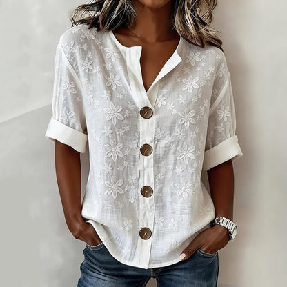 Deborah | White Floral Blouse