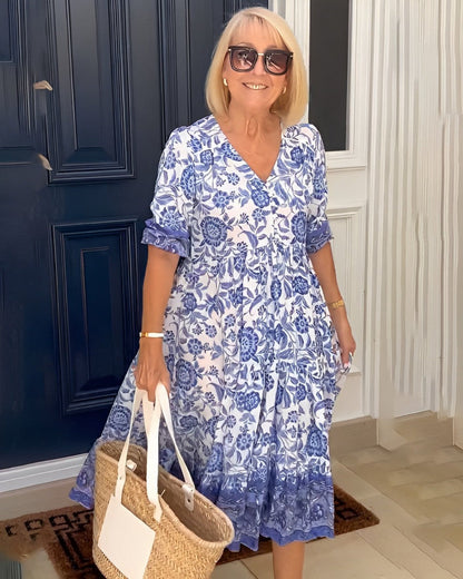 Keisha | Graceful V-Neck Floral Maxi Dress
