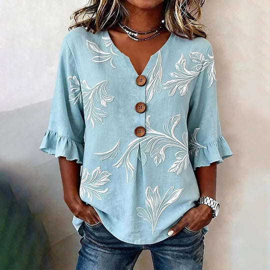 Sandra | Leaf Print Blouse
