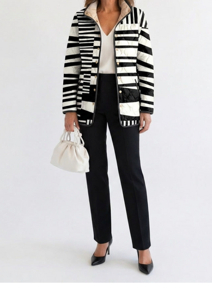 Miren | Black and White Abstract Quilted Jacket