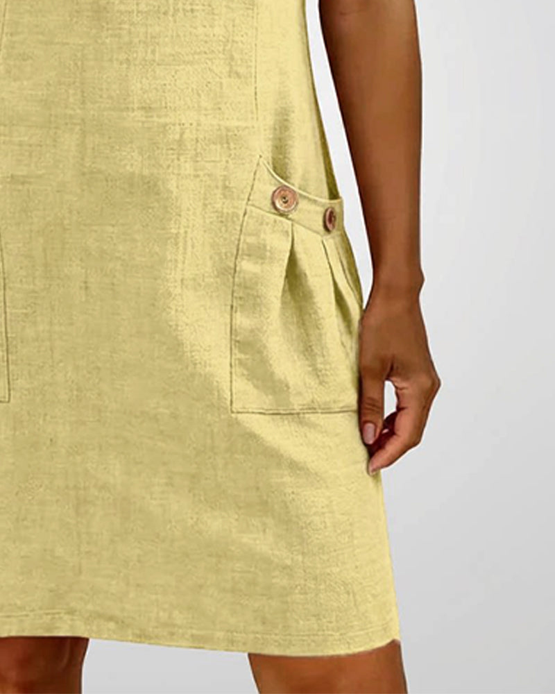 Fiona | Cotton Dress with Zipper Pocket
