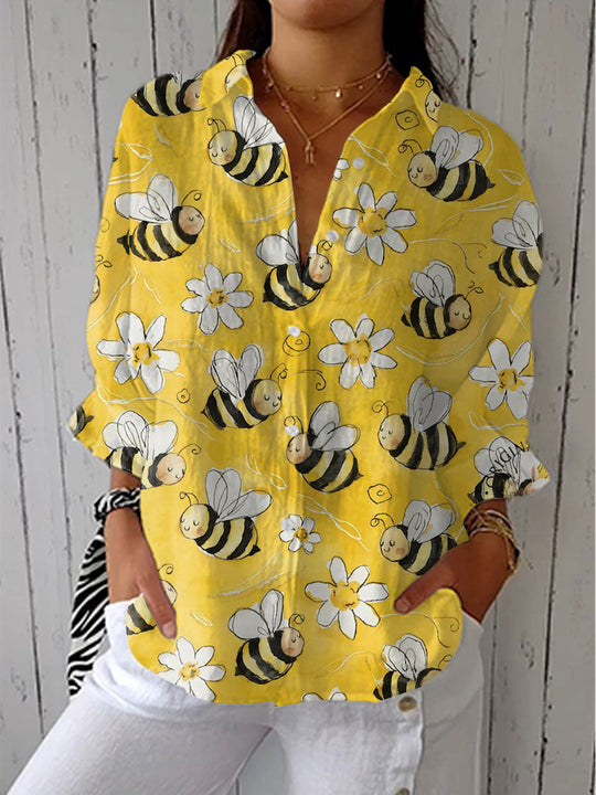 Margaret - Floral Bee Print Blouse