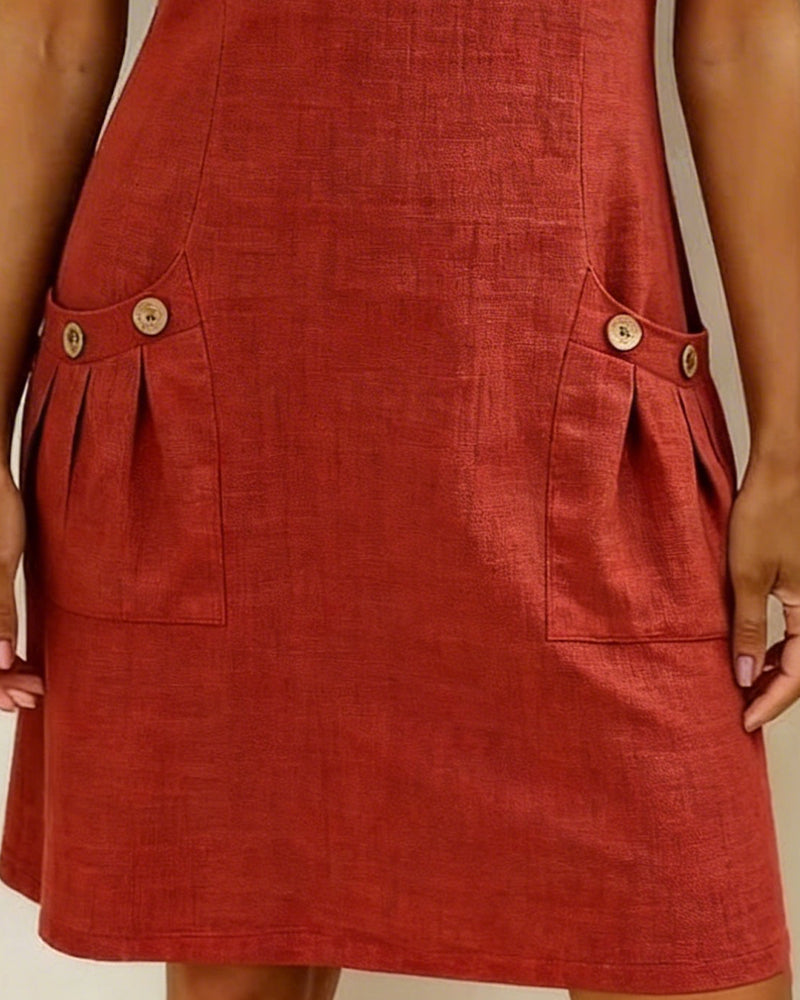 Fiona | Cotton Dress with Zipper Pocket