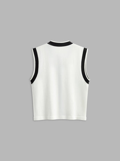 Contrast Trim Sweater Vest