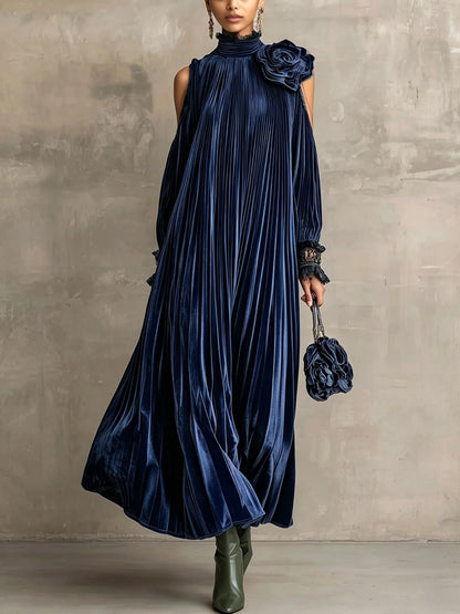 Jaclyn™ | Pleated Maxi Dress With Floral Shoulder Detail