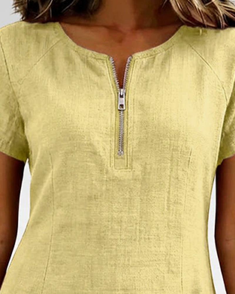 Fiona | Cotton Dress with Zipper Pocket
