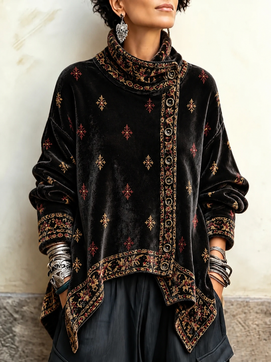 Aurelia | Embroidered Velvet Top