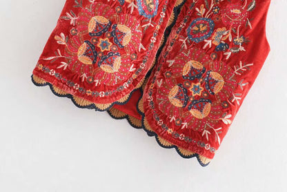 Velora™ | Floral Velvet Boho Waistcoat