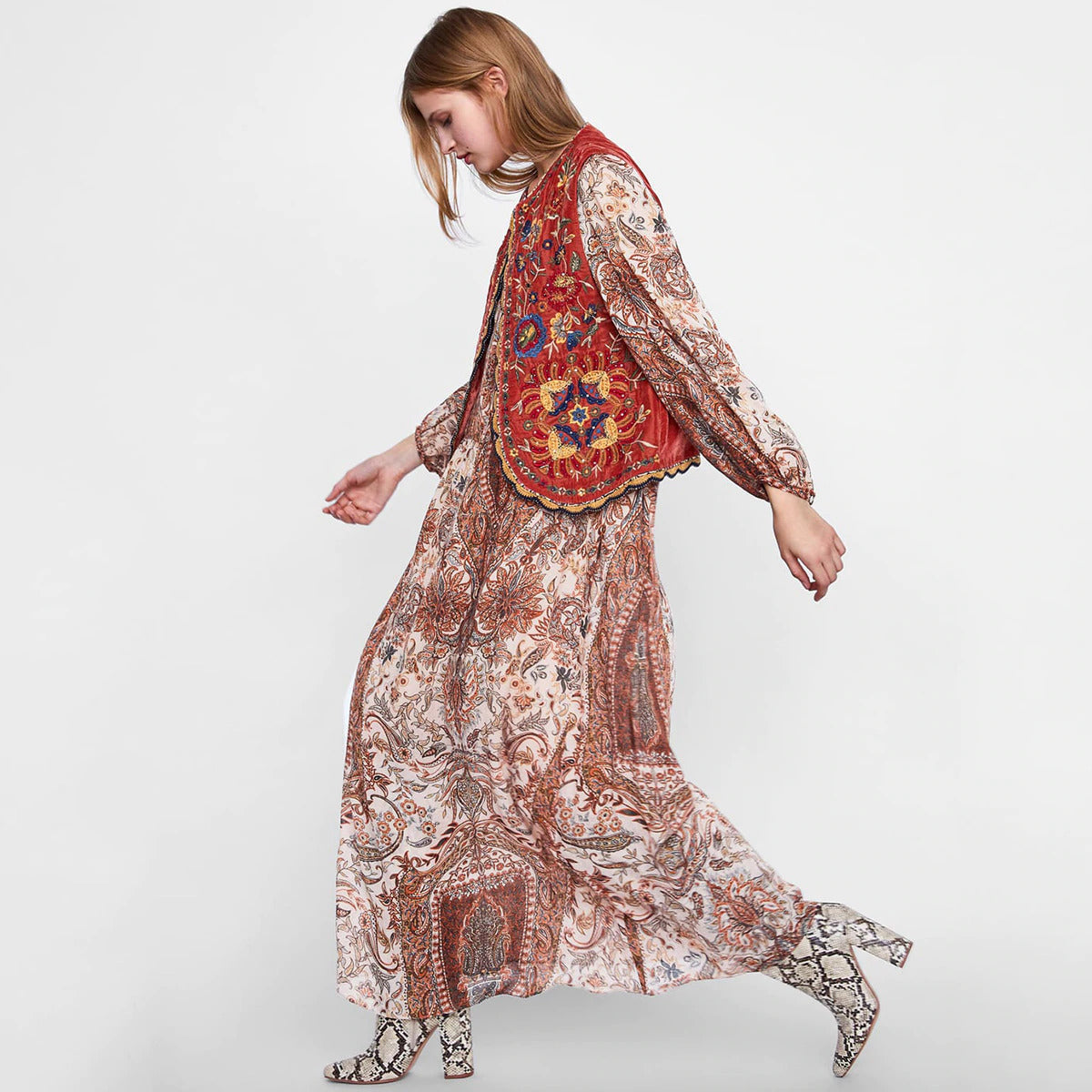 Velora™ | Floral Velvet Boho Waistcoat