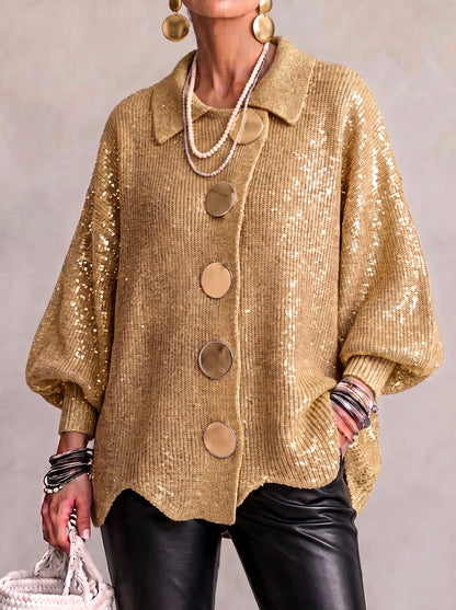 Iolanthe | Collared Cardigan With Metal Buttons