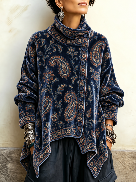 Vintage Paisley Cowl Neck Top