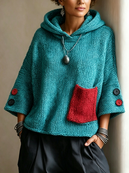 Zara™ | Relaxed Contrast Pocket Hooded Sweater