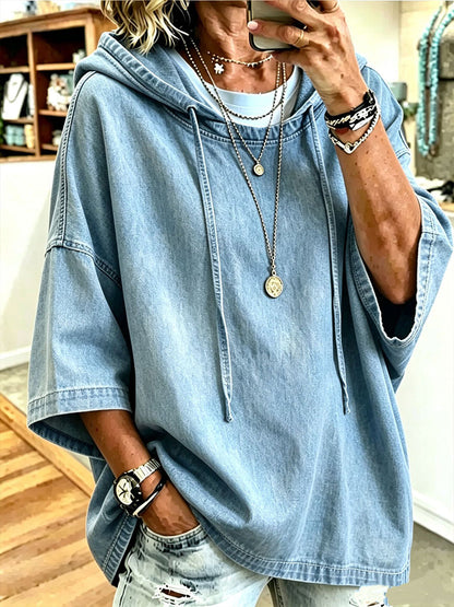 Shannon™ | Casual Oversized Chambray Denim Hoodie