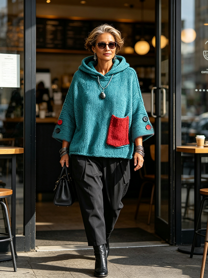 Zara™ | Relaxed Contrast Pocket Hooded Sweater