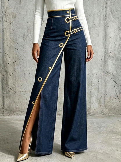 Janessa™ | Exquisite And Elegant Jeans With Gold Piping