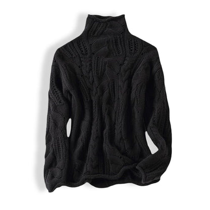 Amelia | Women's Cable Knit Sweater Turtleneck Loose-Fit Pullover