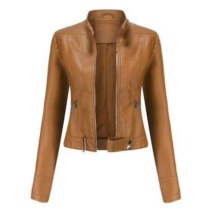 Linnea | Cropped Stand-Collar Moto Jacket