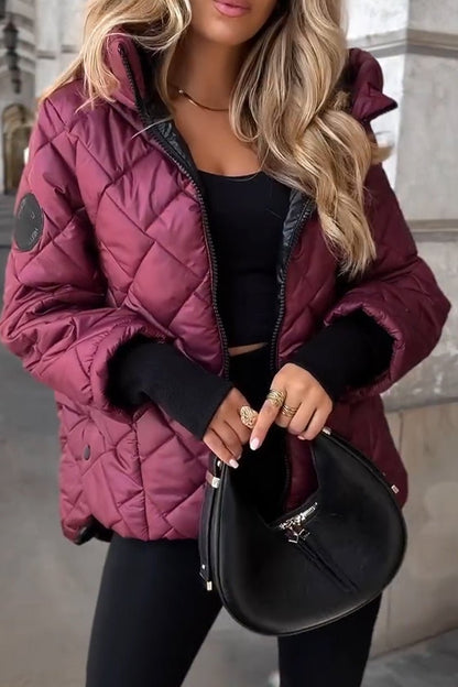 Marina | Diamond Quilted Hooded Zip-Up Jacket