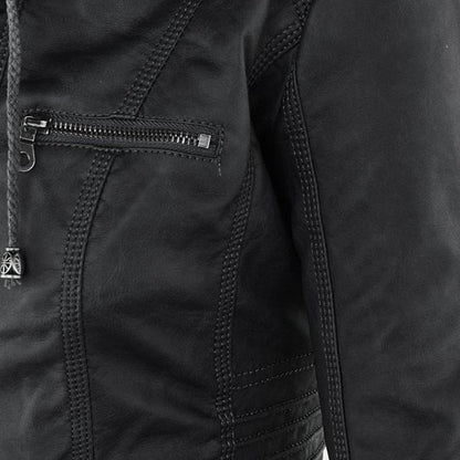 Lucinda | Hooded Moto Jacket with Removable Hood
