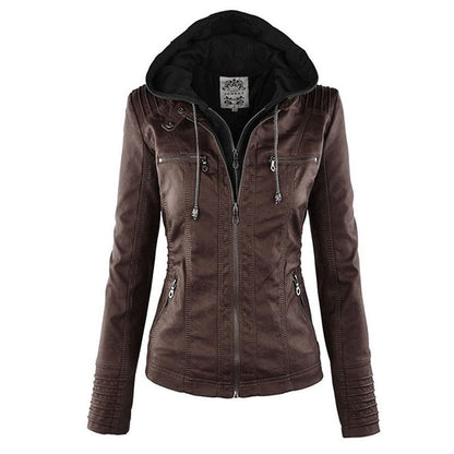 Lucinda | Hooded Moto Jacket with Removable Hood