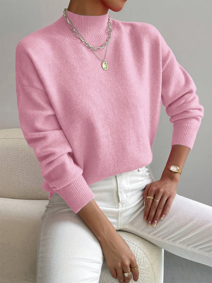 Layla | Women's Mock Turtleneck Relaxed-Fit Long Sleeve Sweater