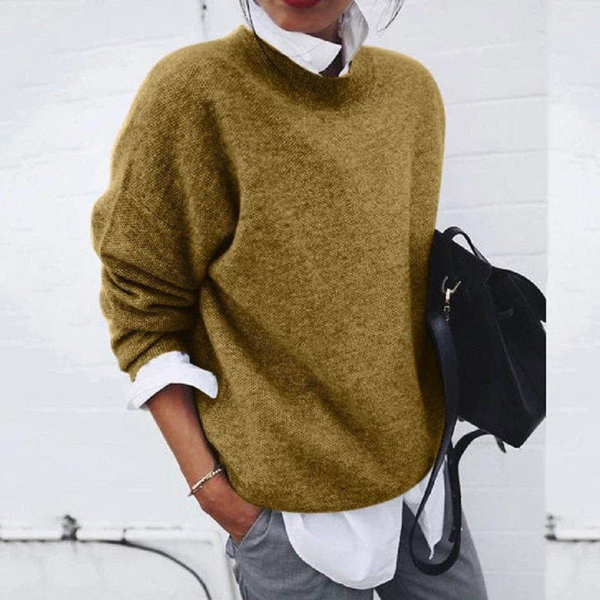 Madison - Women's Oversized Crew Neck Soft Knit Sweater