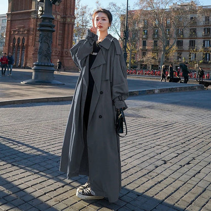 Lena | Oversized Double-Breasted Long Trench Coat