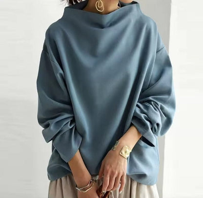 Layla | Women's Oversized Mock-Neck Knit Sweater Relaxed Pullover Top