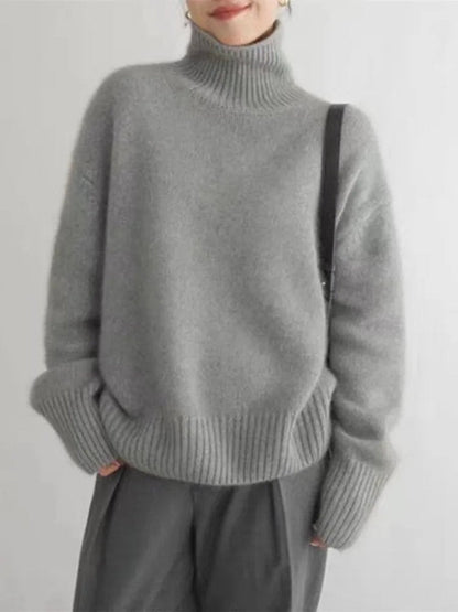 Harper - Women's Oversized Turtleneck Cashmere Knit Sweater