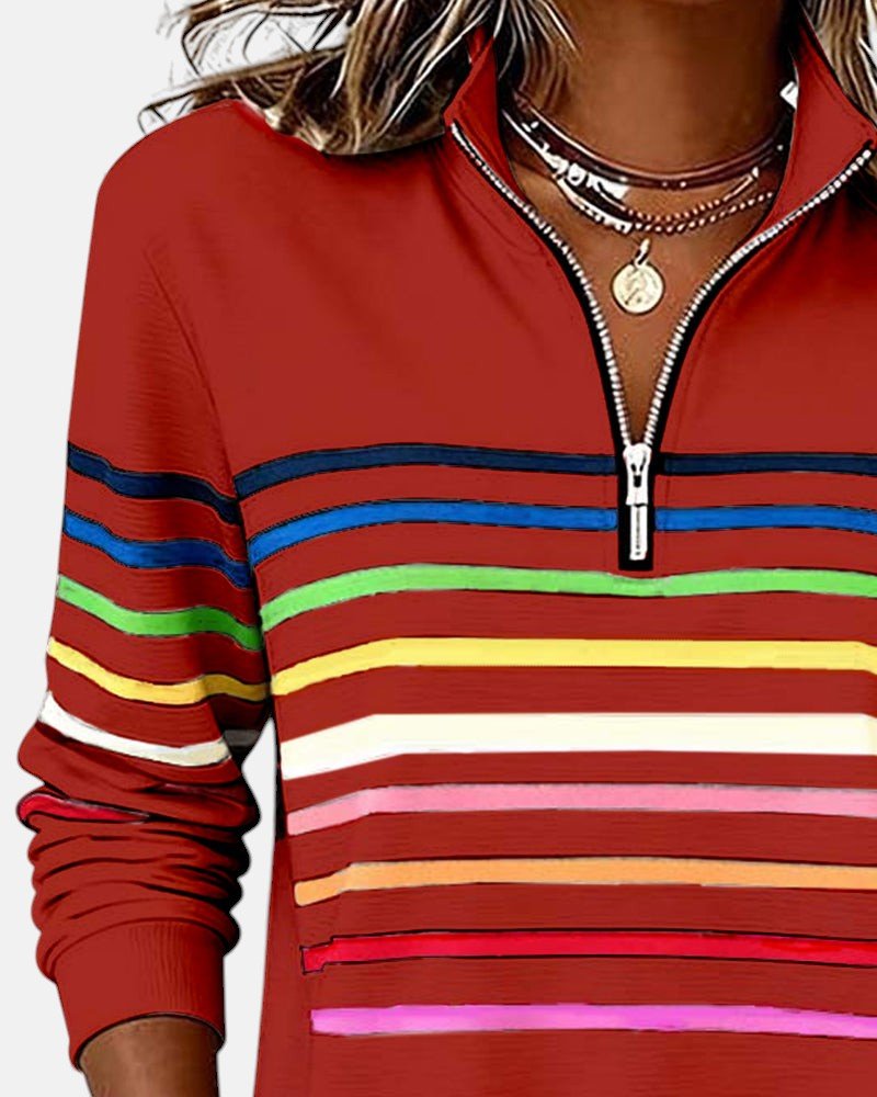 Madison | Zip Sweatshirt Striped Long Sleeve Pullover