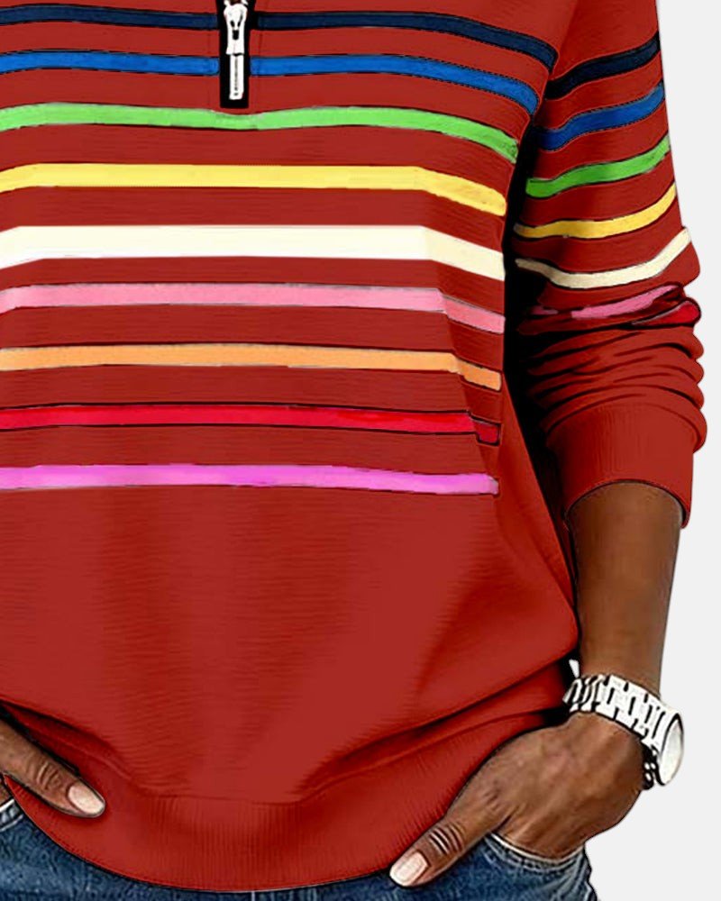 Madison | Zip Sweatshirt Striped Long Sleeve Pullover