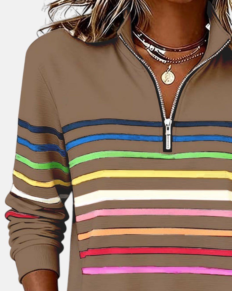 Madison | Zip Sweatshirt Striped Long Sleeve Pullover