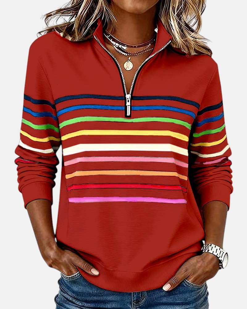 Madison | Zip Sweatshirt Striped Long Sleeve Pullover