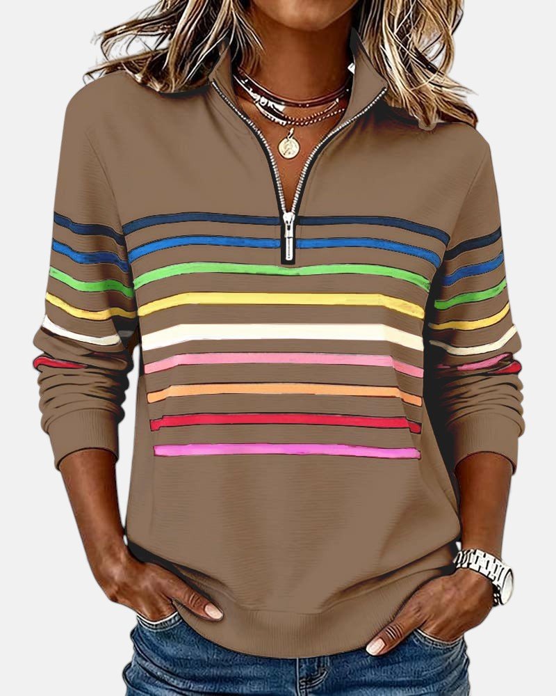 Madison | Zip Sweatshirt Striped Long Sleeve Pullover