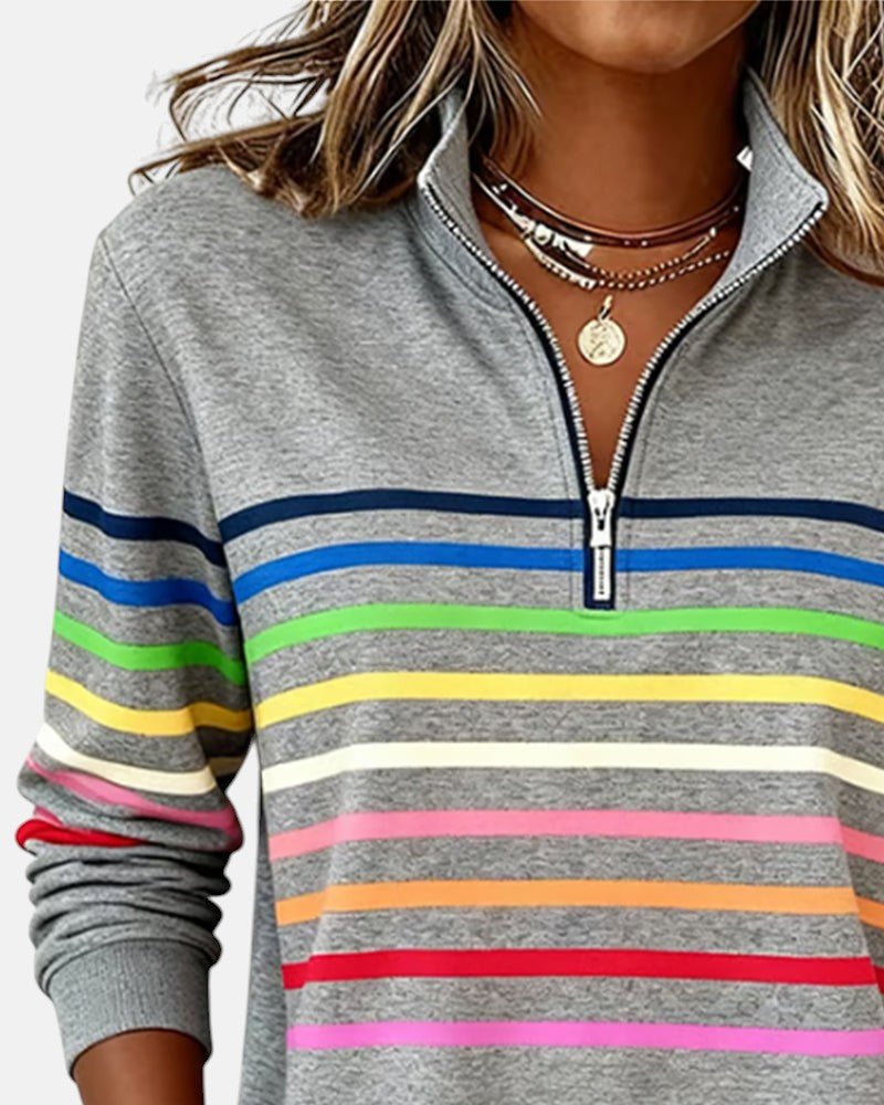 Madison | Zip Sweatshirt Striped Long Sleeve Pullover